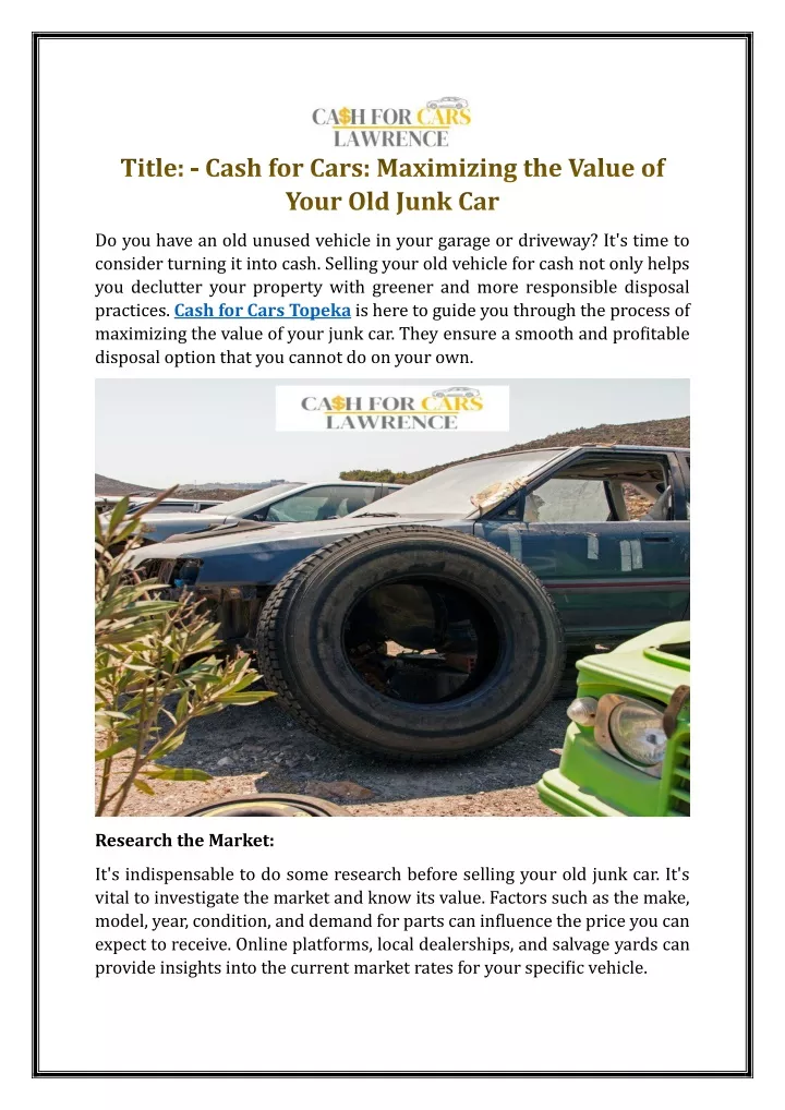 title cash for cars maximizing the value of your