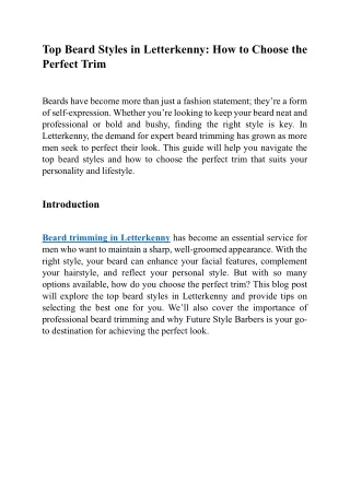 Top Beard Styles in Letterkenny How to Choose the Perfect Trim