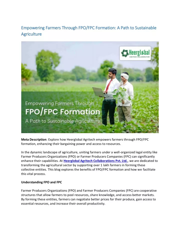 empowering farmers through fpo fpc formation