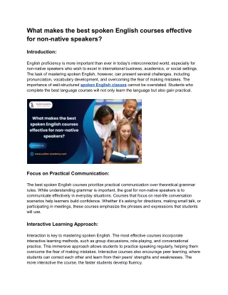 What makes the best spoken English courses effective for non-native speakers?