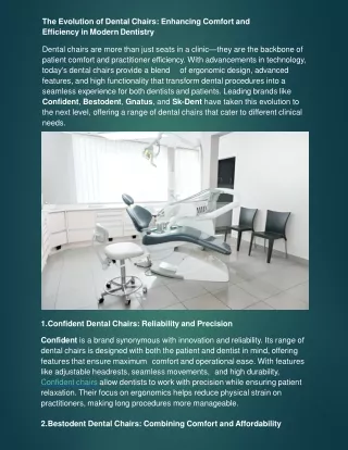 Premium Dental Chair – Ultimate Comfort & Precision for Dentists