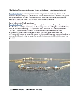 Labradorite Jewelry | Unique Designs & Healing Power
