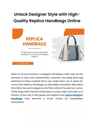 Elevate Your Style with Trendy and Elegant Replica Handbags