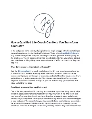 How a Qualified Life Coach Can Help You Transform Your Life
