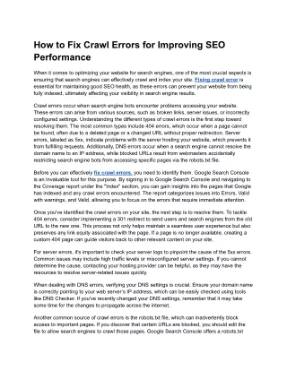 how to fix crawl errors for improving