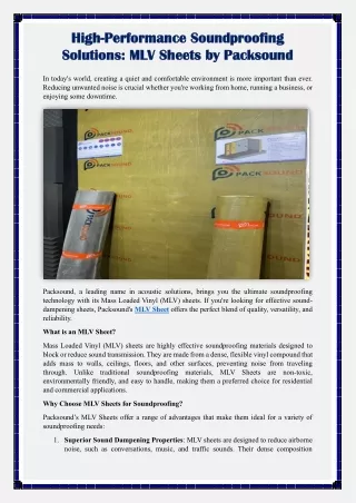 High-Performance Soundproofing Solutions: MLV Sheets by Packsound