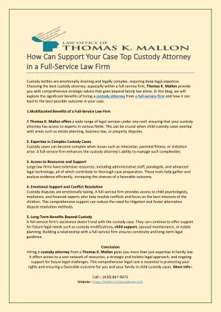 How Can Support Your Case Top Custody Attorney in a Full-Service Law Firm