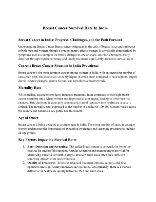 Breast Cancer Survival Rate In India