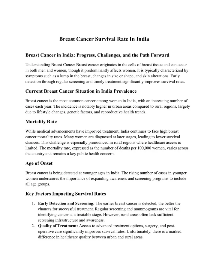 breast cancer survival rate in india