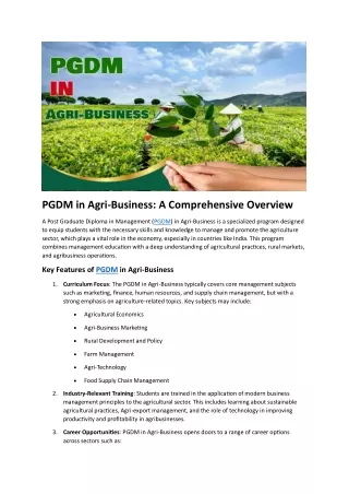 PGDM in Agri