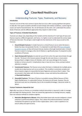 Understanding Fractures Types, Treatments, and Recovery