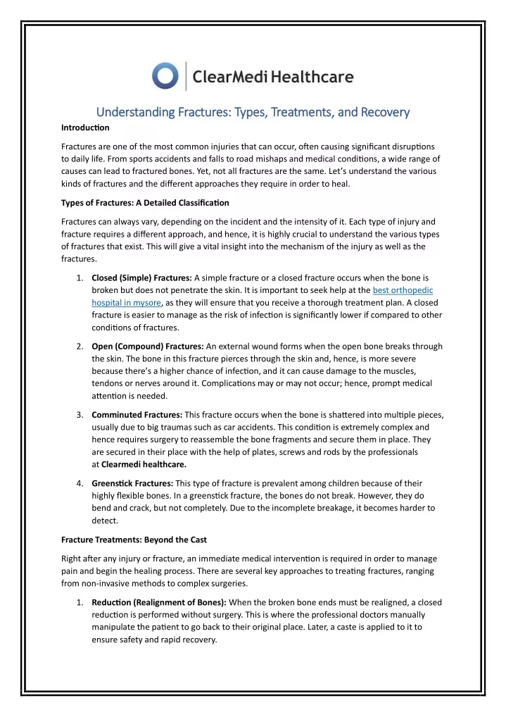 understanding fractures types treatments