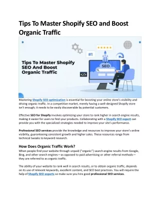 Tips To Master Shopify SEO and Boost Organic Traffic