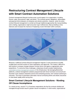 Augmenting Contract Lifecycle Management Efficiency with Smart Contracts