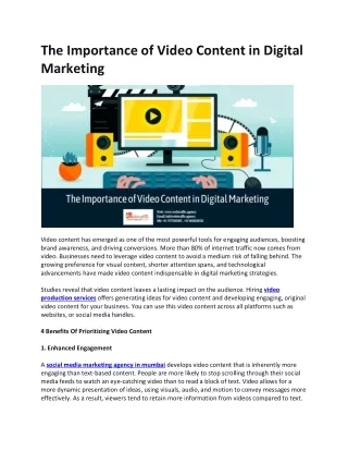 The Importance of Video Content in Digital Marketing