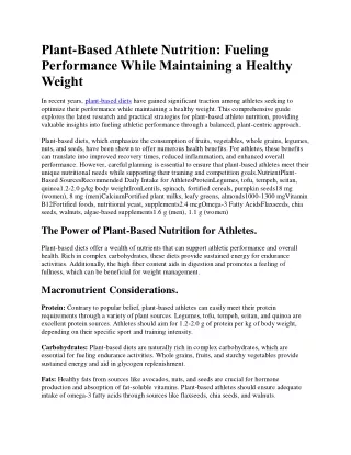 Fueling Performance While Maintaining a Healthy Weight