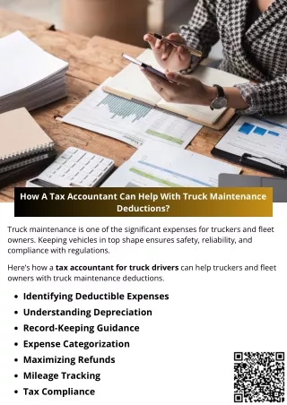 How A Tax Accountant Can Help With Truck Maintenance Deductions?