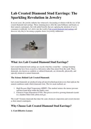 Timeless Beauty: Lab Created Diamond Stud Earrings