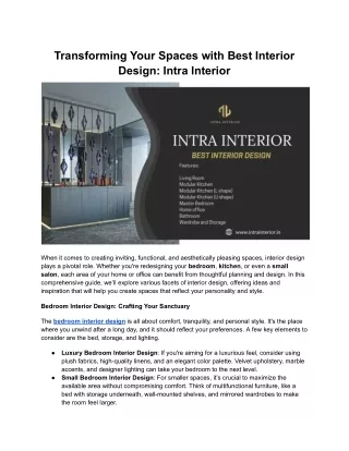 transforming your spaces with best interior