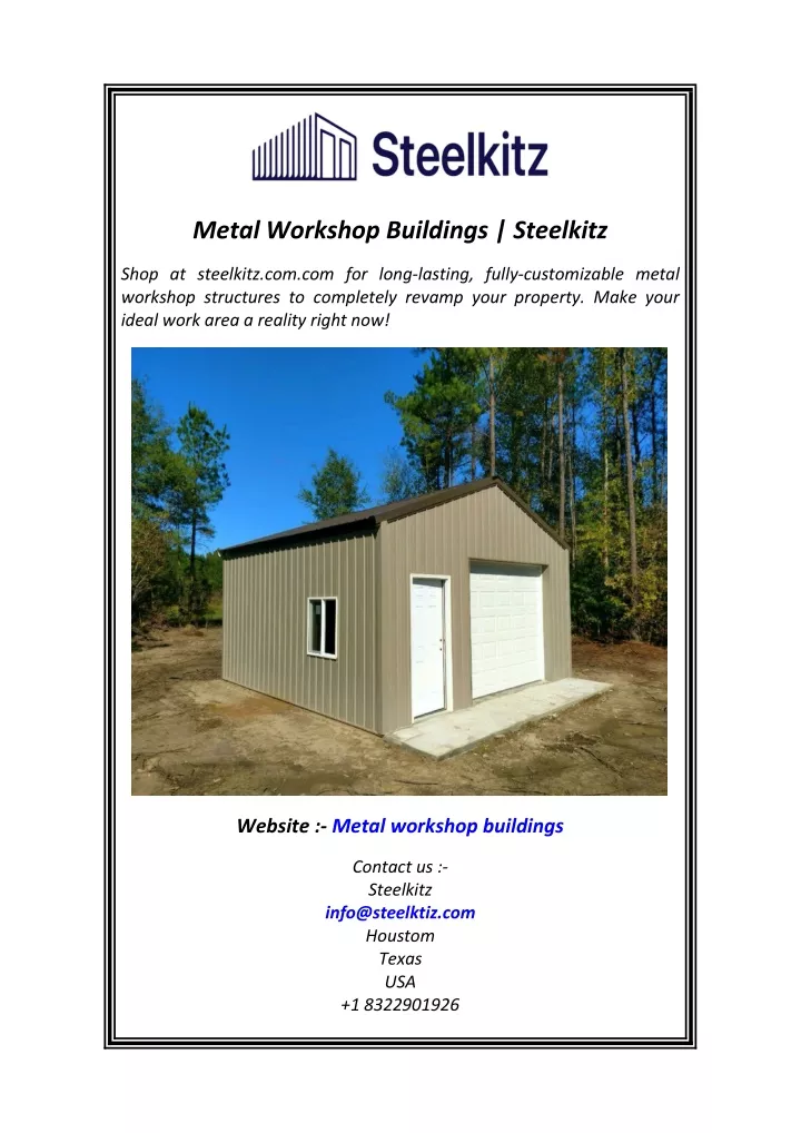 metal workshop buildings steelkitz