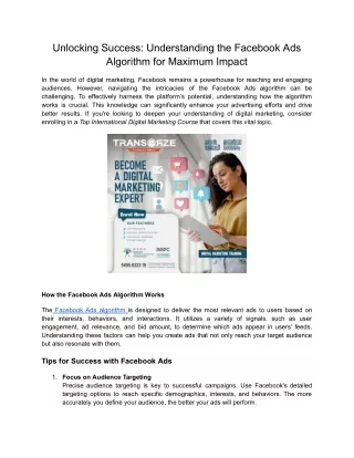 Unlocking Success: Understanding the Facebook Ads Algorithm for Maximum Impact
