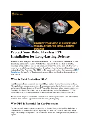 protect your ride flawless ppf installation