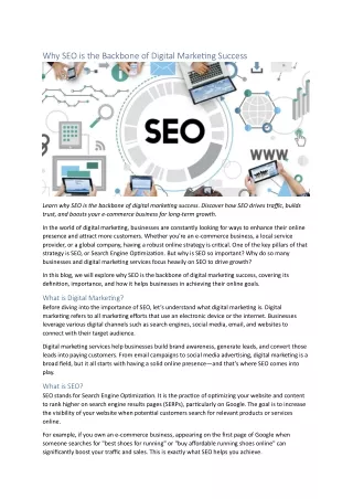 Why SEO is the Backbone of Digital Marketing Success
