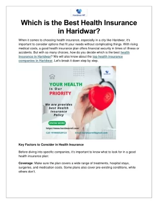 Which is the Best Health Insurance in Haridwar