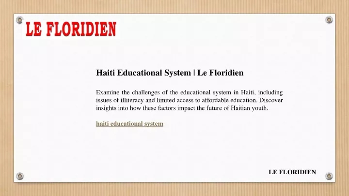 haiti educational system le floridien