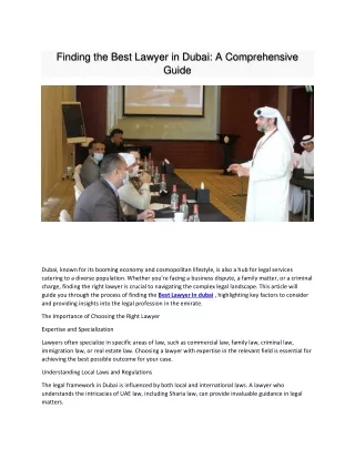 finding the best lawyer in dubai a comprehensive