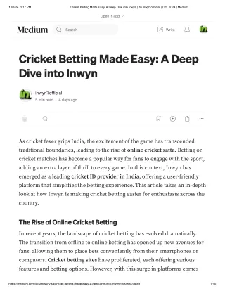 Cricket Betting Made Easy_ A Deep Dive ...by inwyn7official _ Oct, 2024 _ Medium
