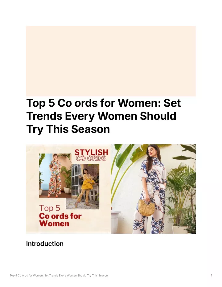 top 5 co ords for women set trends every women