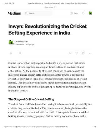 Inwyn_ Revolutionizing the Cricket Bett...by inwyn7official _ Oct, 2024 _ Medium