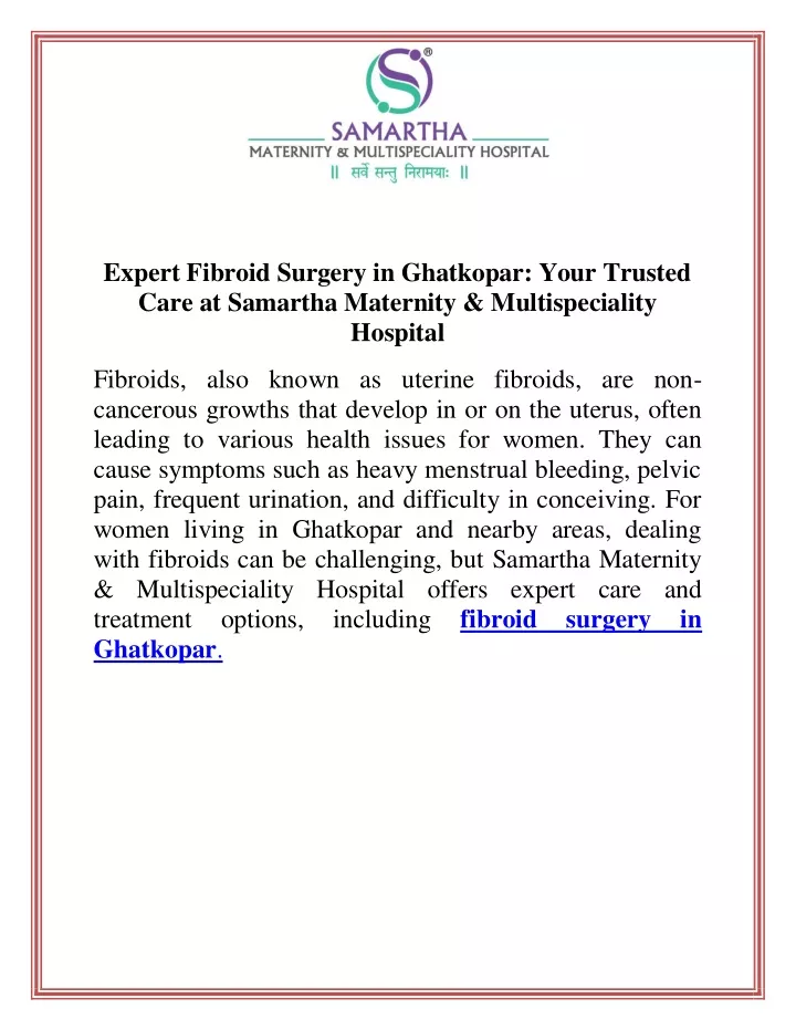 expert fibroid surgery in ghatkopar your trusted