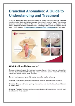 Branchial Anomalies A Guide to Understanding and Treatment