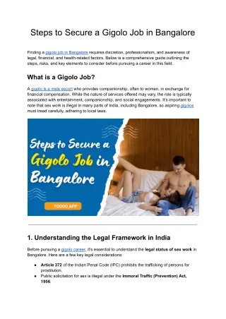 Steps to Secure a Gigolo Job in Bangalore