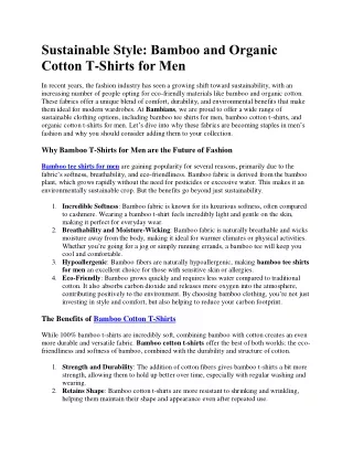 Sustainable Style Bamboo and Organic Cotton T-Shirts for Men