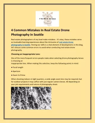 4 Common Mistakes In Real Estate Drone Photography In Seattle