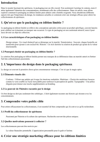 Packaging en édition limitée : Attirer les collectionneurs de spiritueux