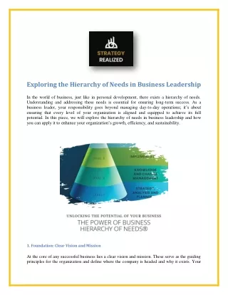 exploring the hierarchy of needs in business