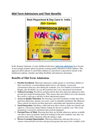 Mid-Term Admissions and Their Benefits?