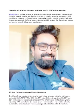 Saurabh Gera A Technical Visionary in Network, Security, & Cloud Architecture