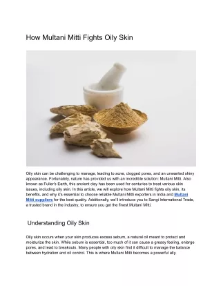 How Multani Mitti Fights Oily Skin