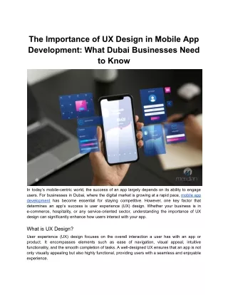 The Importance of UX Design in Mobile App Development_ What Dubai Businesses Need to Know