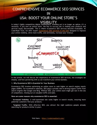 Comprehensive Ecommerce SEO Services in USA:Boost Your Online Store’s Visibility