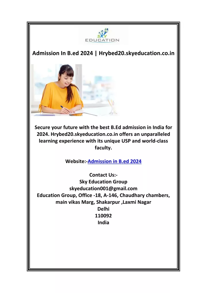 admission in b ed 2024 hrybed20 skyeducation co in