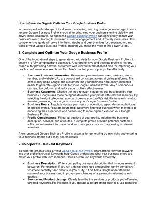 how to generate organic visits for your google