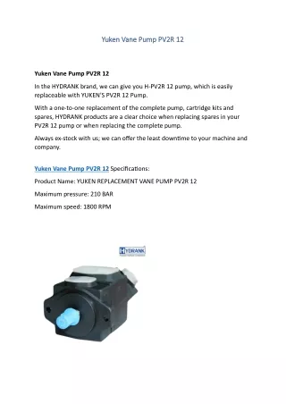 Yuken Vane Pump PV2R 12