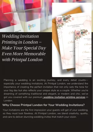 Wedding Invitation Printing in London – Make Your Special Day Even More Memorable with Printpal London