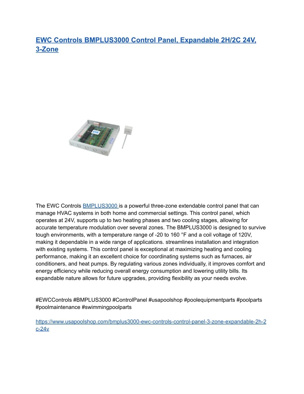 PPT - EWC Controls BMPLUS3000 Control Panel, Expandable 2H_2C 24V, 3 ...